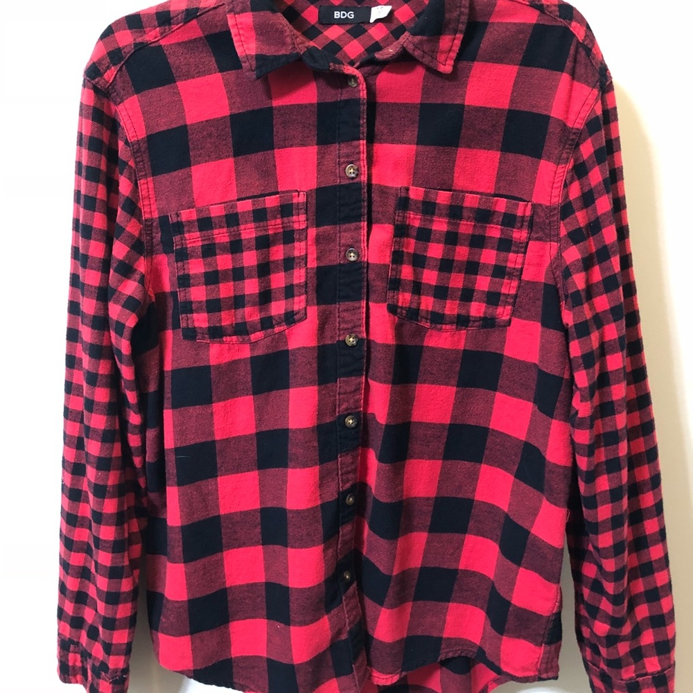 Red & black plaid button up